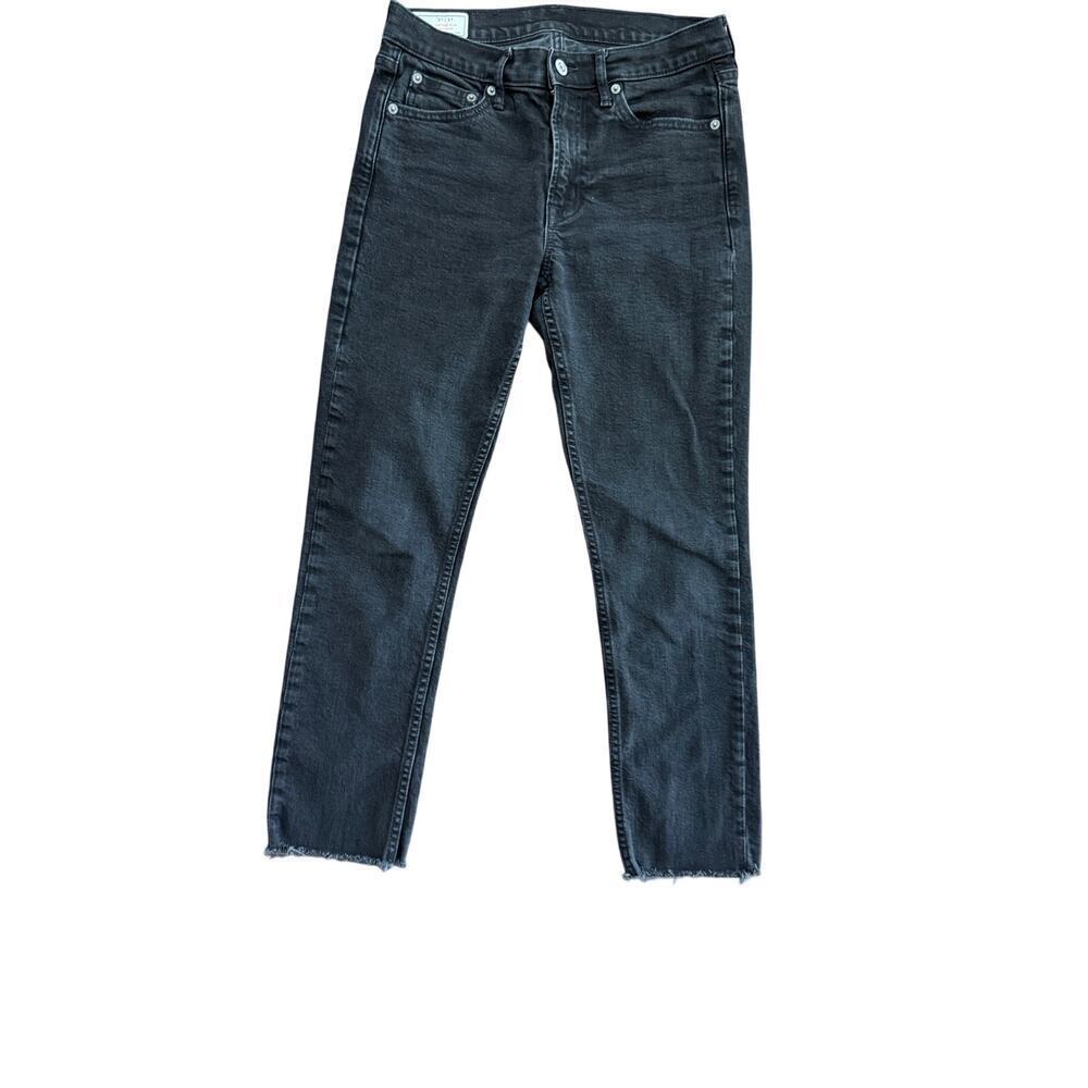 Gap Women's Black Vintage Slim Mid Rise Raw Hem Straight Leg Jeans Size 27